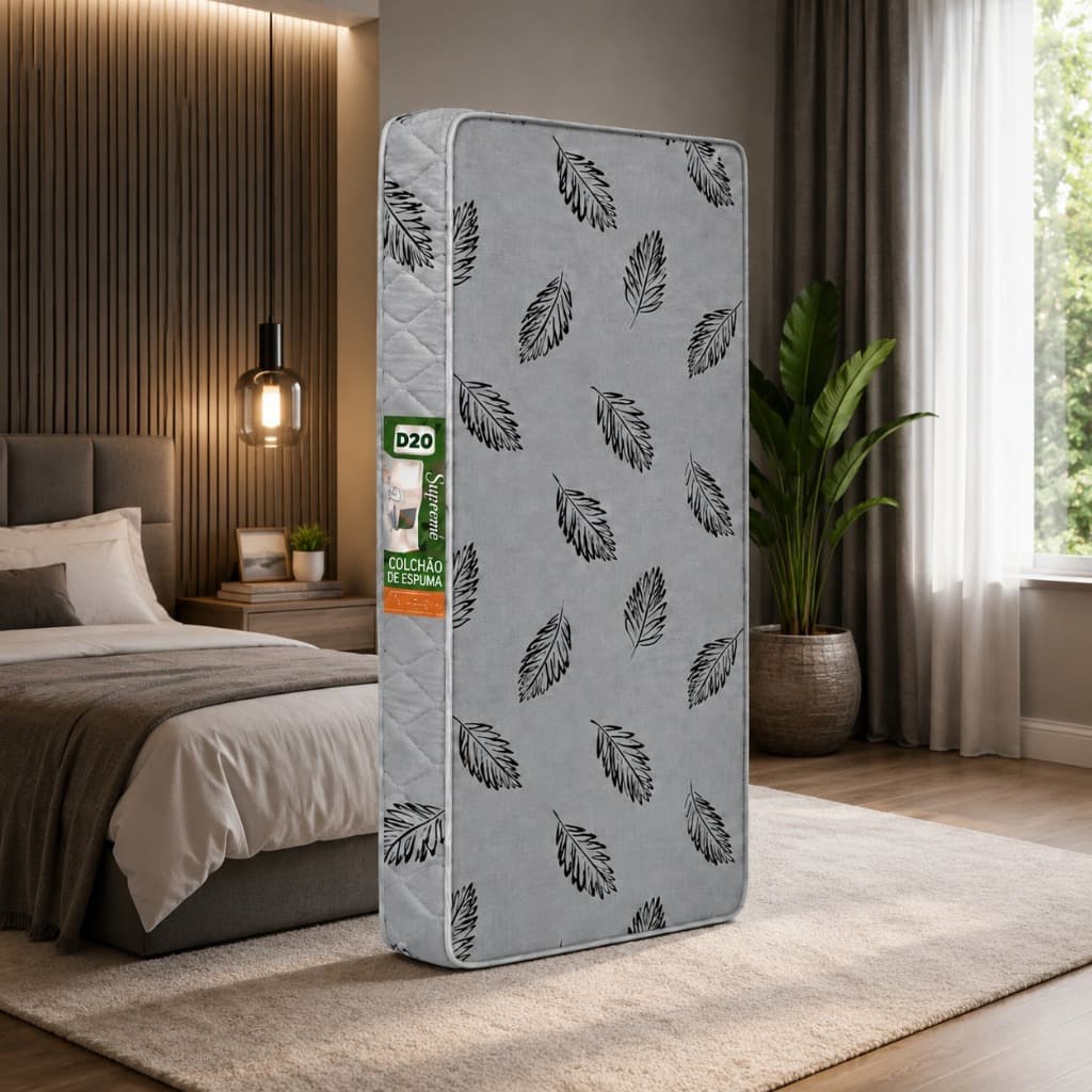 Colchão Solteiro D20 188x88x12 Premium Bordado Antiácaro Confortável Quarto Hóspedes Beliche Bicama