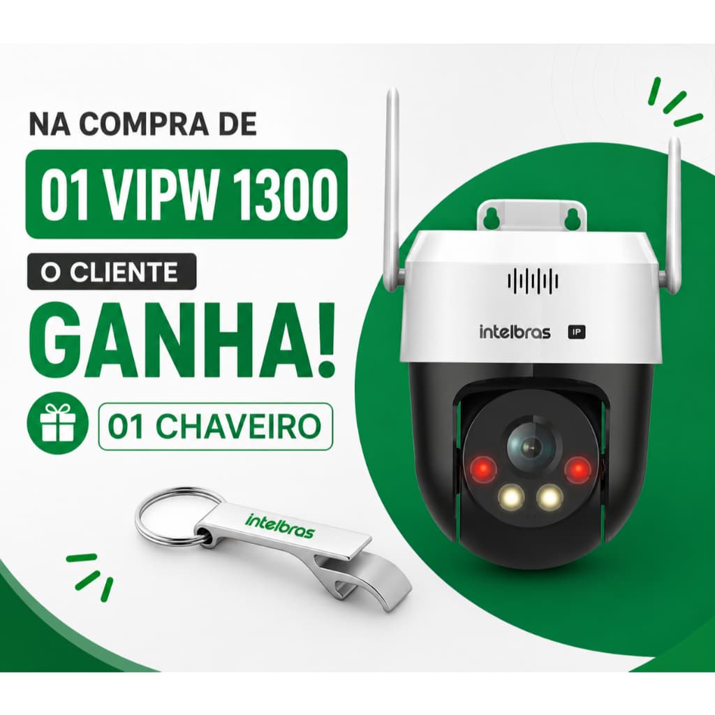 Câmera Wifi IP 3MP Mini SpeedDome VIPW 1300 MINI SD Áudio Integrado e FullColor