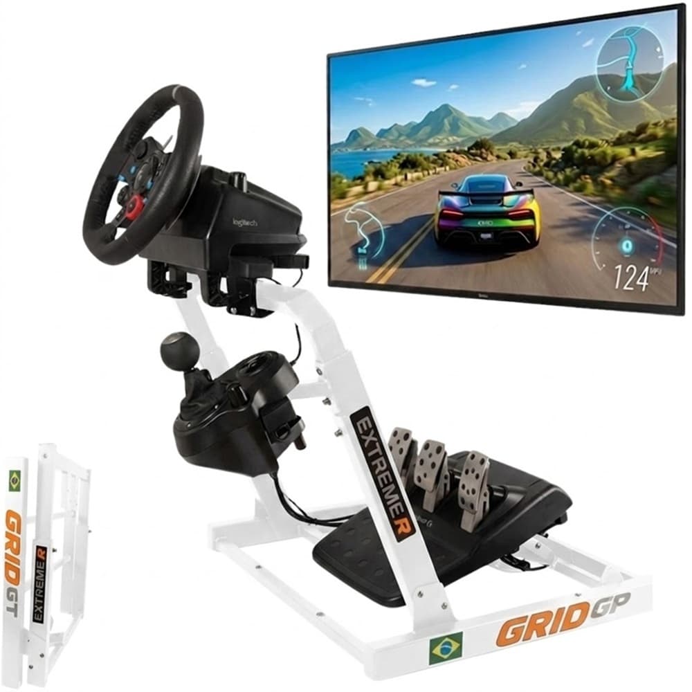 Suporte Cockpit Para Volante Gamer Logitech Com Suporte De Cambio Grid GP Trustmax Profissional