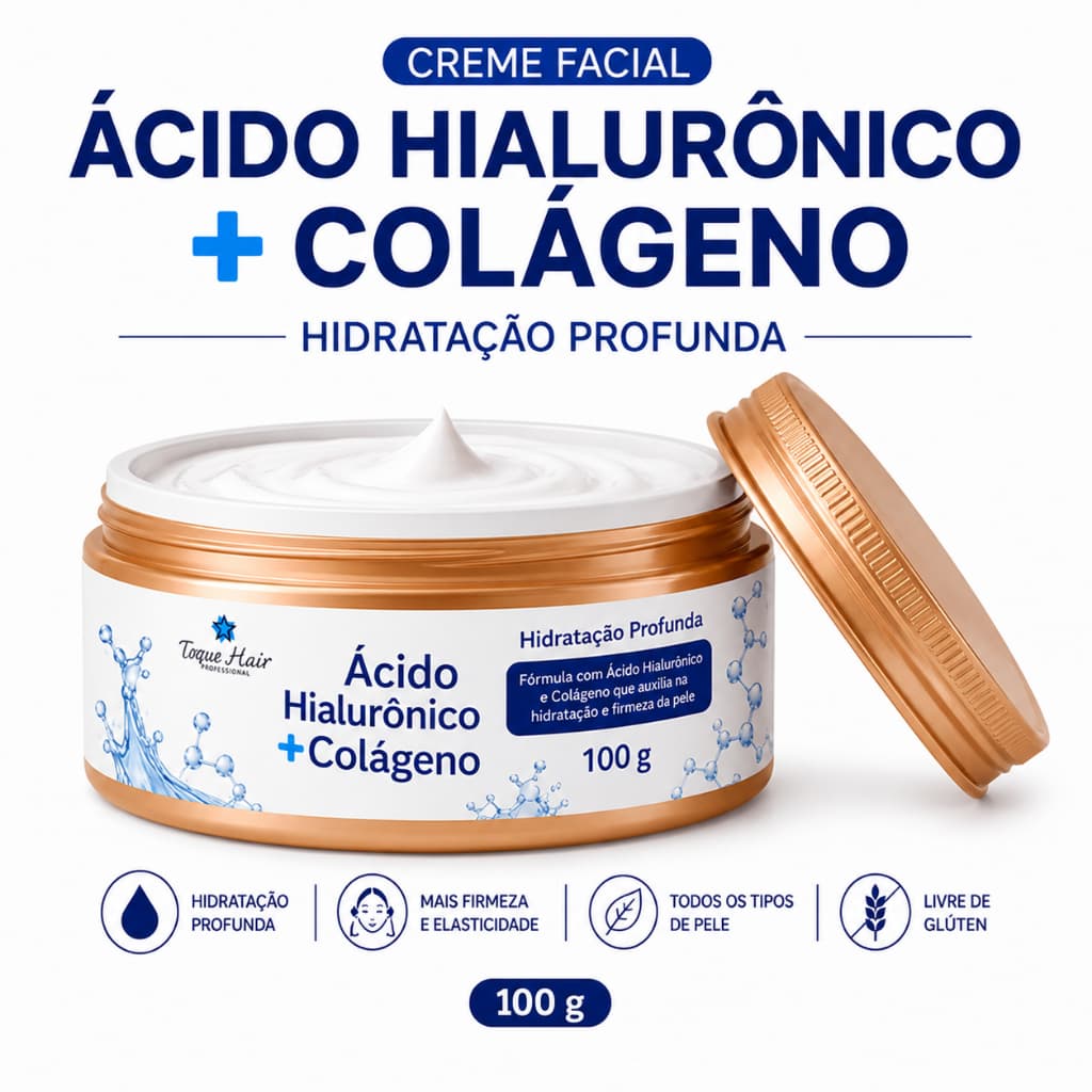 Creme Ácido Hialurônico + Colágeno Hidratante Facial 100g