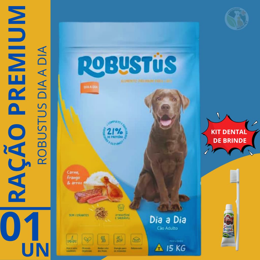 Ração Robustus Dia a Dia 15kg + Kit Brinde