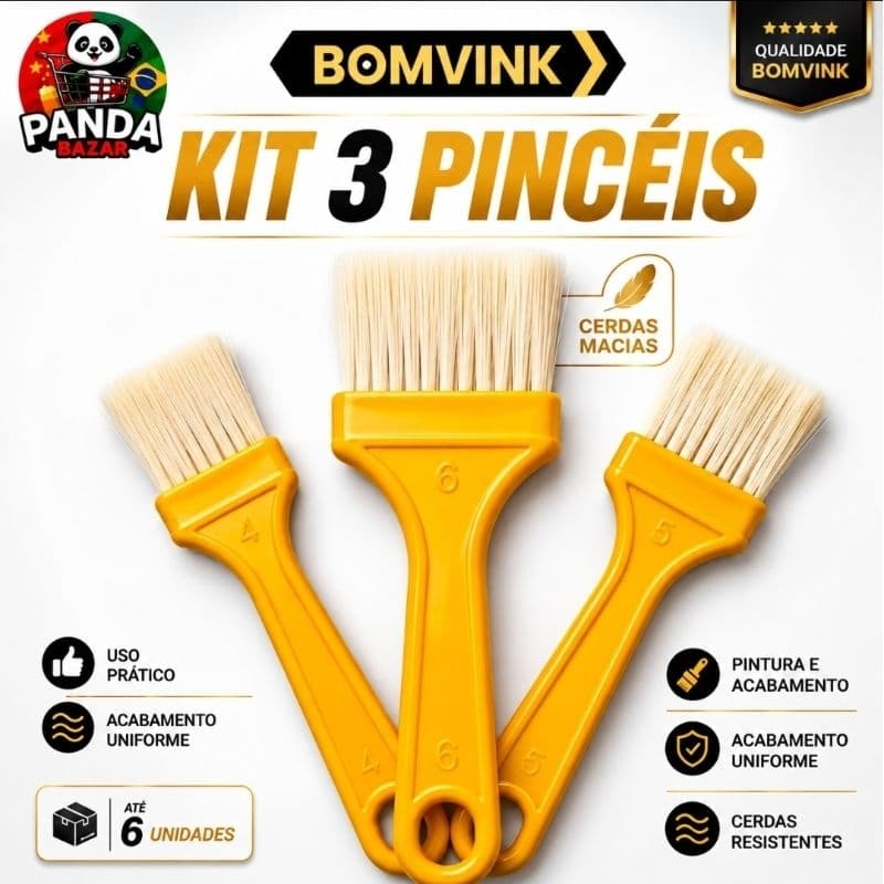 KIT 3 Trincha Pintura  Profissional Multiuso