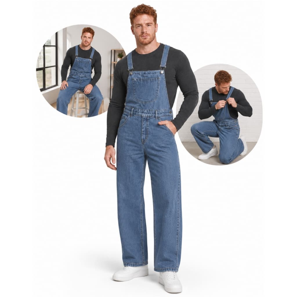 Macacão Jardineira Masculino Jeans Adulto Qualidade Premium Confortável
