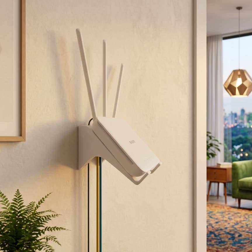 Suporte para Roteador Wi-Fi de Parede Universal com Fita Dupla Face