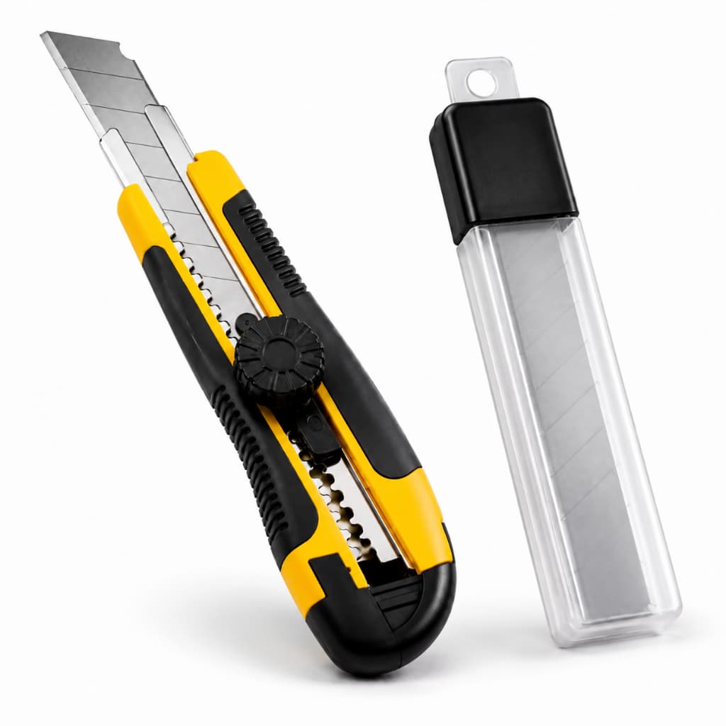 ESTILETES + 3 LAMINAS PROFISSIONAL ALTA QUALIDADE EMBORRACHADO 18MM C/LAMINA PRECISÃO PARA CORTES