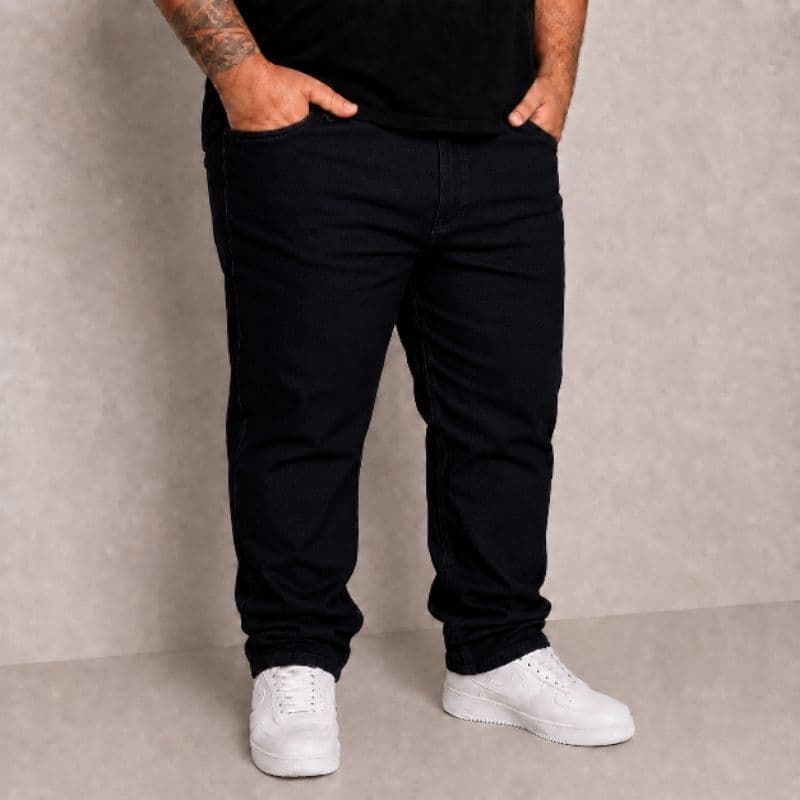 Calça Jeans Preta Plus Size Masculina Do 48 ao 58 Com Elastano Lycra Confortável Para Trabalho Básica GG