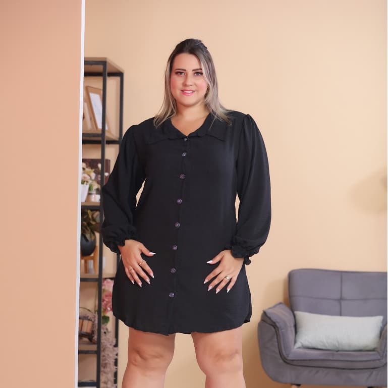 Camisa Plus Size feminino Chemise Moda Blogueira Soltinho/COD:C07