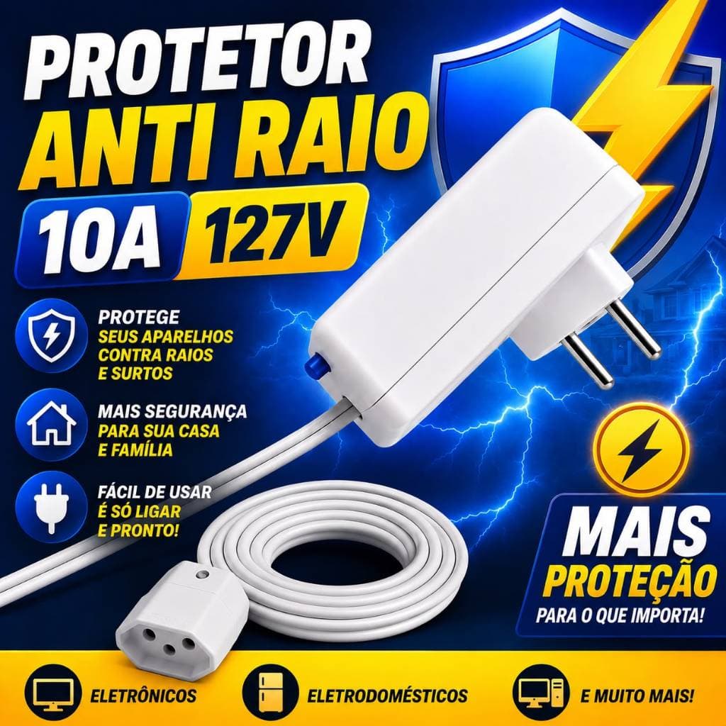 KIT COM 5 DPS PROTERAIO CLAMPER GELADEIRA ELETRO FREEZER SURTOS PICOS TENSAO FUSIVEL EXTENSOR 1METRO 127V 10A