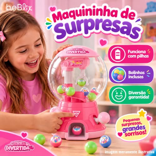 Máquina de Diversão Pega Brindes Maquininha De Pegar Bolinhas Garra Com Música Azul ou Rosa Brinquedo Menino Menina
