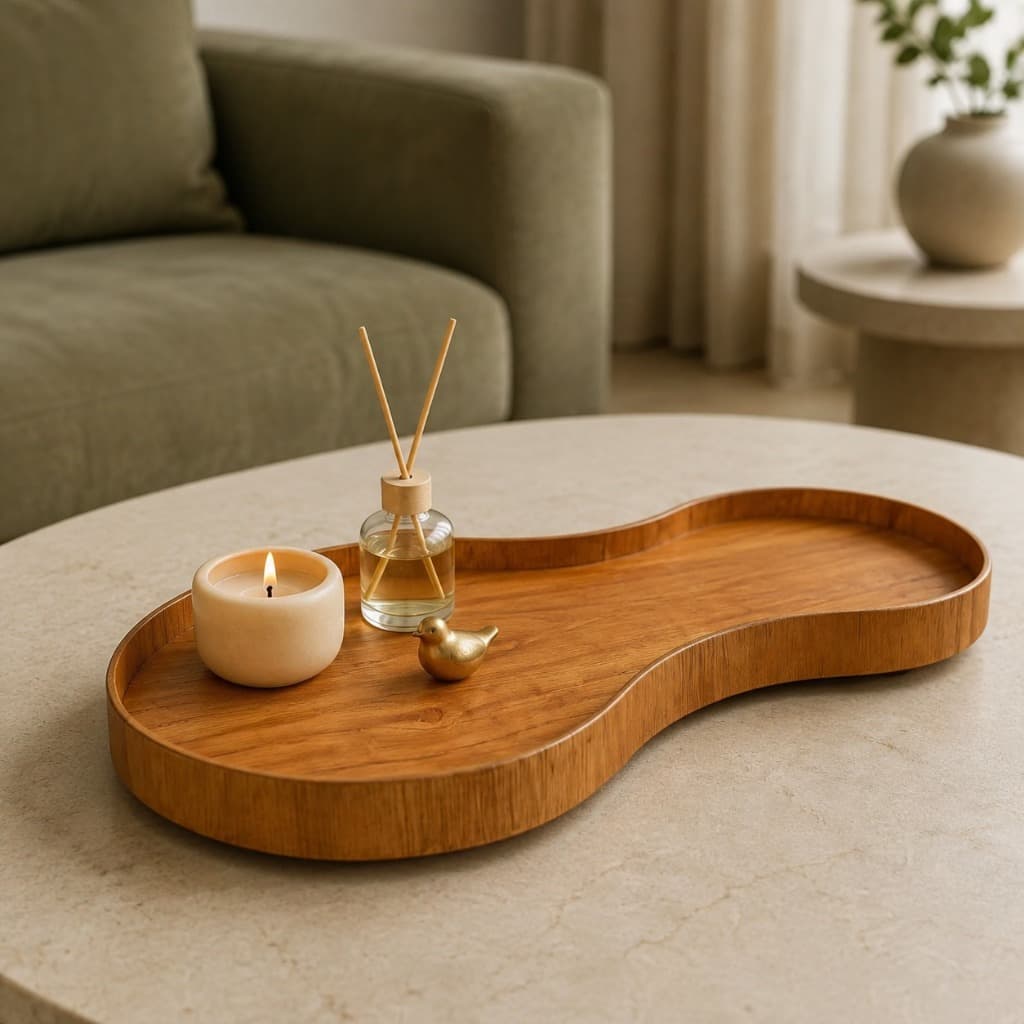 Bandeja Orgânica Decorativa Grande Organizadora Porta Perfumes Maquiagem Lavabo Penteadeira Aparador Mesa Sala Banheiro