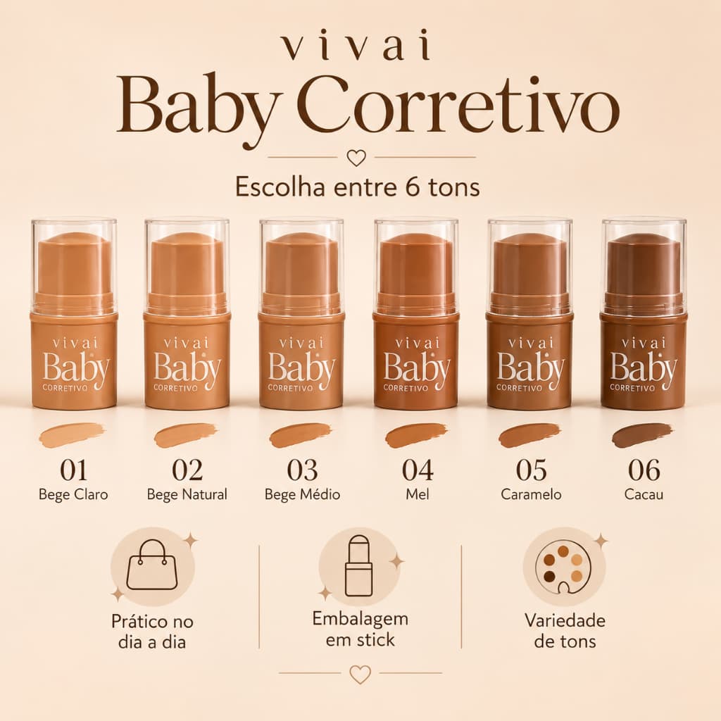 Corretivo Stick Vivai Baby Alta Cobertura para Olheiras