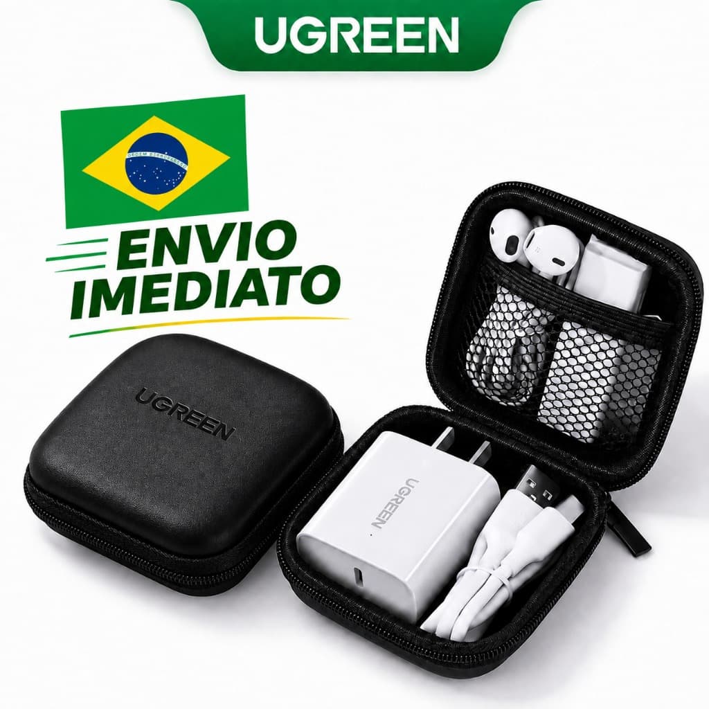 Case Estojo Fone De Ouvido Preto 8x8x4cm Ugreen Com Nota Fiscal