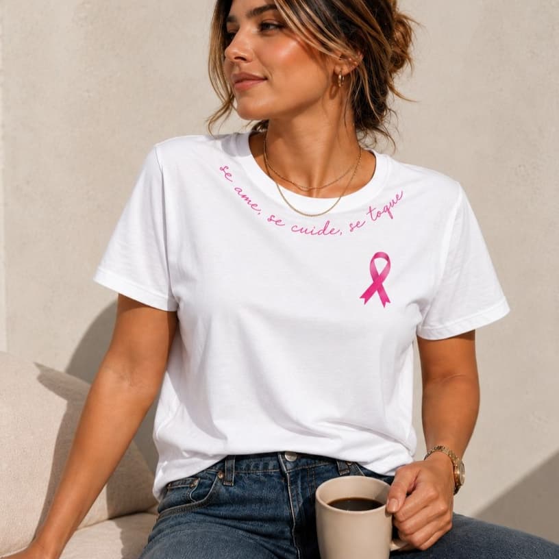 Camiseta Blusa Feminina Premium Outubro Rosa Se Ame, Se Toque , Se Cuide Conforto e Estilo Cancer de Mama Algodão