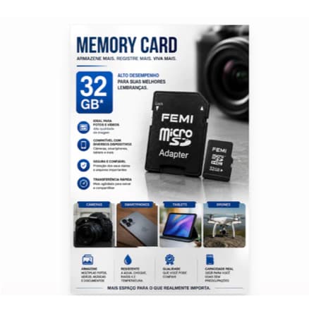 💾 Cartão de Memória MicroSD 32GB com Adaptador SD – Mais Espaço, Mais Velocidade, Mais Segurança!    Nunca mais fique se