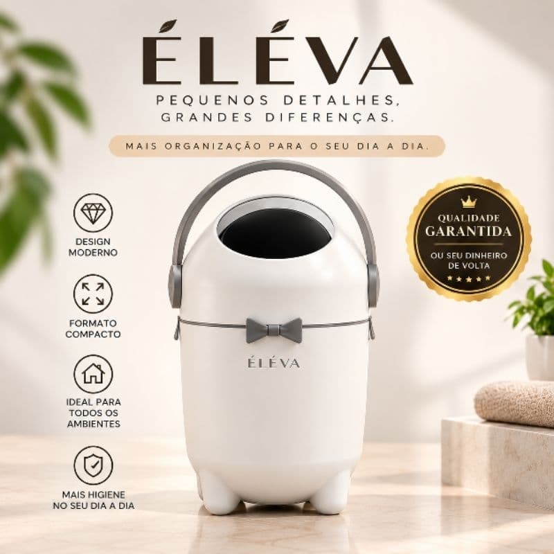 Lixeira Antiodor 10L ÉLÉVA Com Tampa Giratória Para Banheiro Cozinha Escritório Fralda Pets