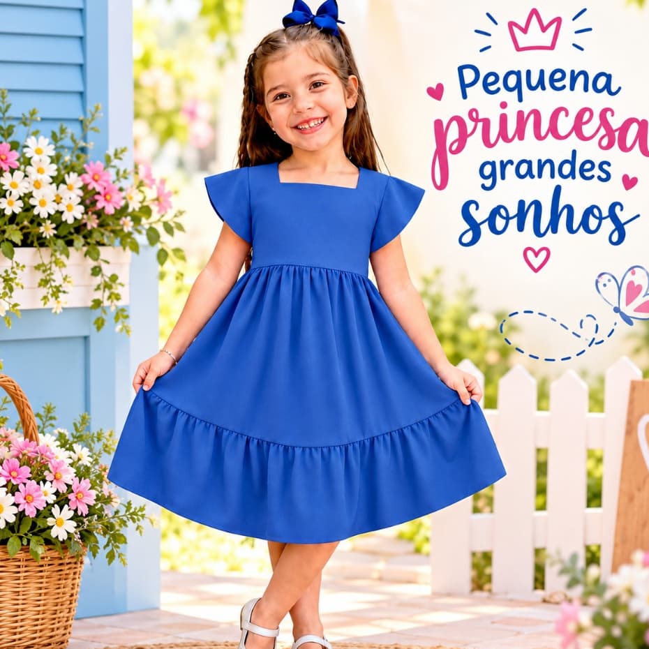 Vestido Infantil, Liso, Menina ,Rodado ,Midi, Princesa, Festa, Passeio,Verão  De 02 a 09 anos ( cores)