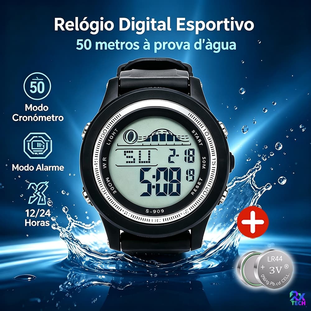 Relogio Masculino A Prova D'água Digital Esportivas Led Originais S909 Envio Rápido