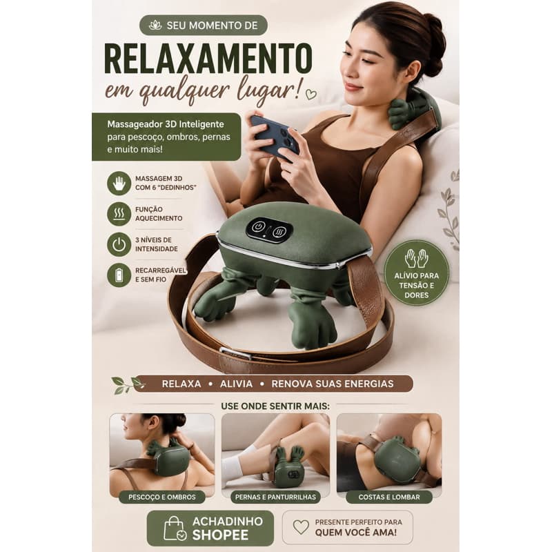Massageador Elétrico Pescoço e Ombro Portátil - MO-FH670