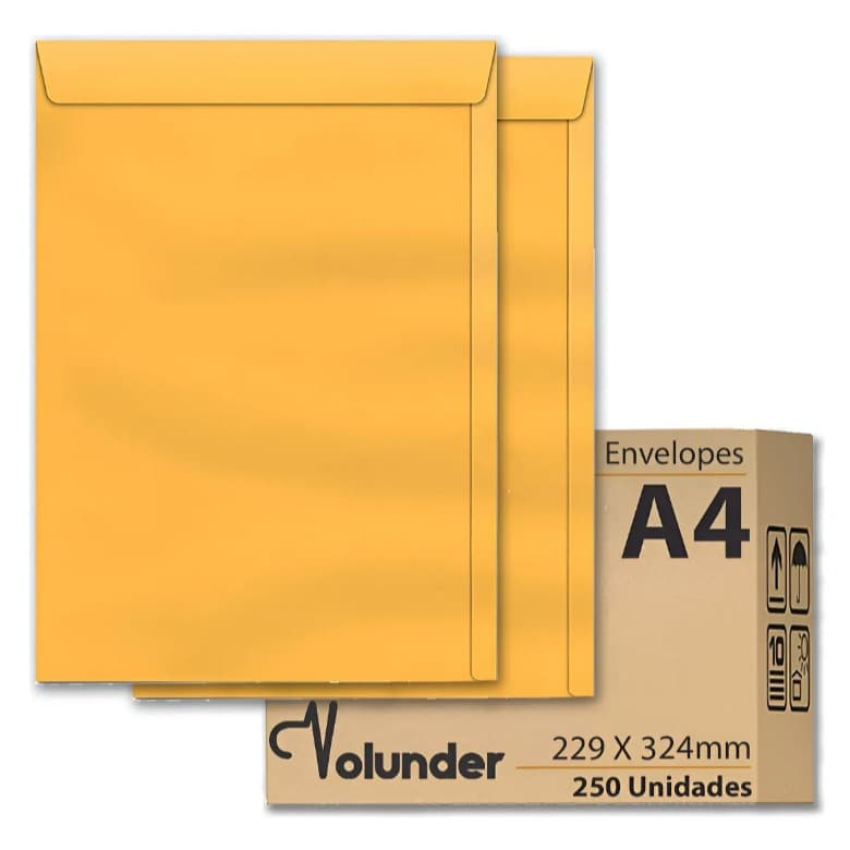 Envelope A4 22 X 32 Cm Saco Curriculum Pardo branco Ouro Volunder