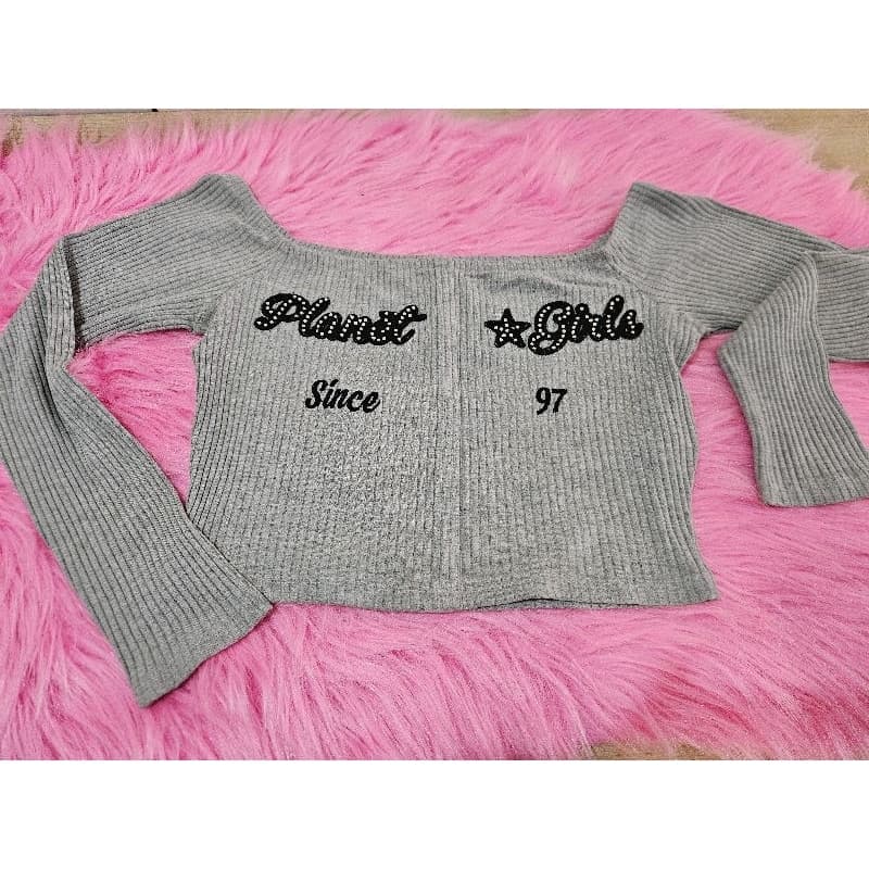 BAZAR/BRECHÓ Cropped Ombro a Ombro Cinza PLANET GIRLS TAMANHO G