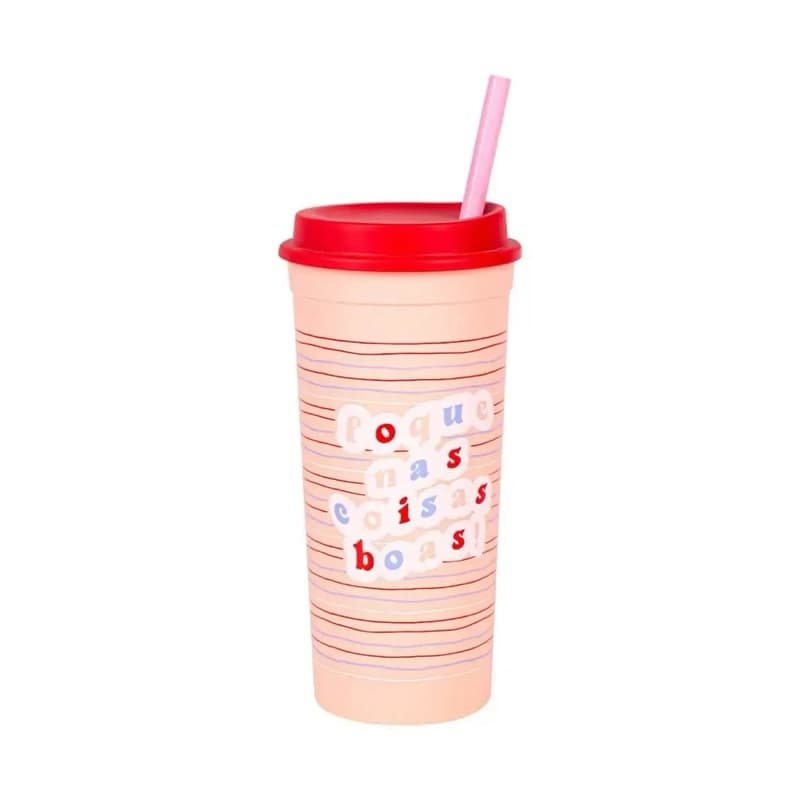 Copo Slim 650ml com Tampa e Canudo  +Frete Grátis