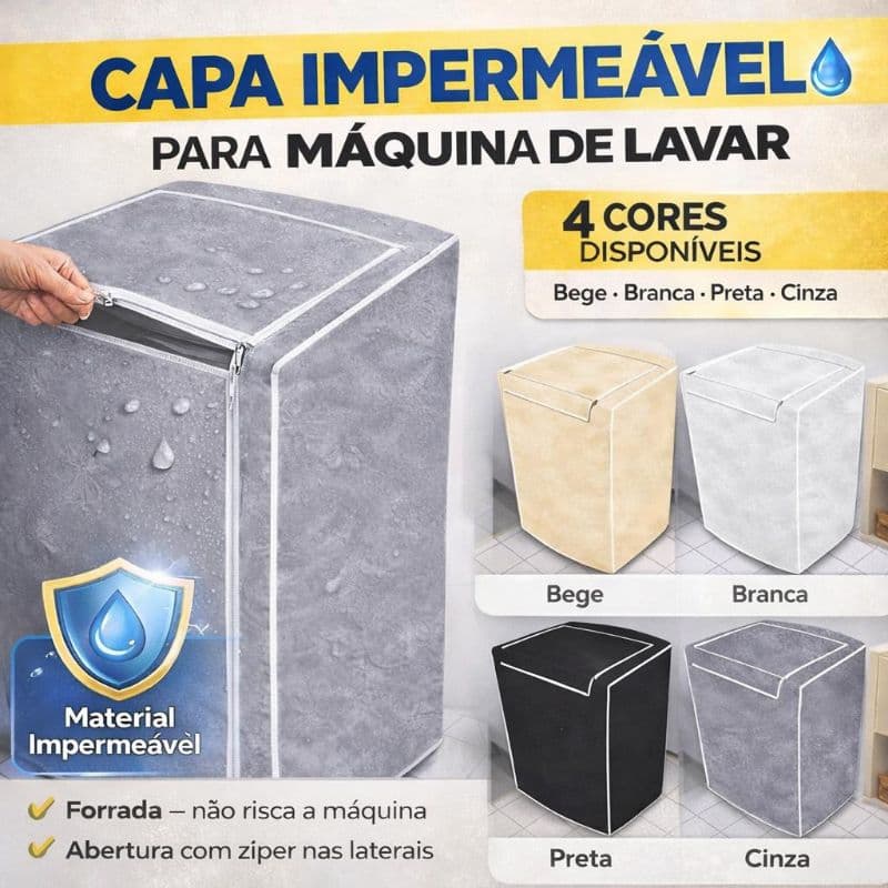 Capa Maquina de Lavar Flanelada Diversas Cores Tamanhos P M G Abertura Superior com Zíper