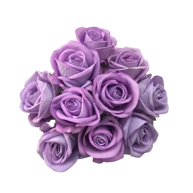 Kit 10 Rosas Lilás Veludo 53cm Botão 7cm | Flor Artificial Premium para Decoração e Casamento