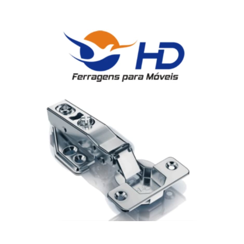 Dobradiça Inox 35mm com Amortecedor Para Armários Móveis Guarda-Roupa Não Enferruja Alta Qualidade - HD FERRAGENS