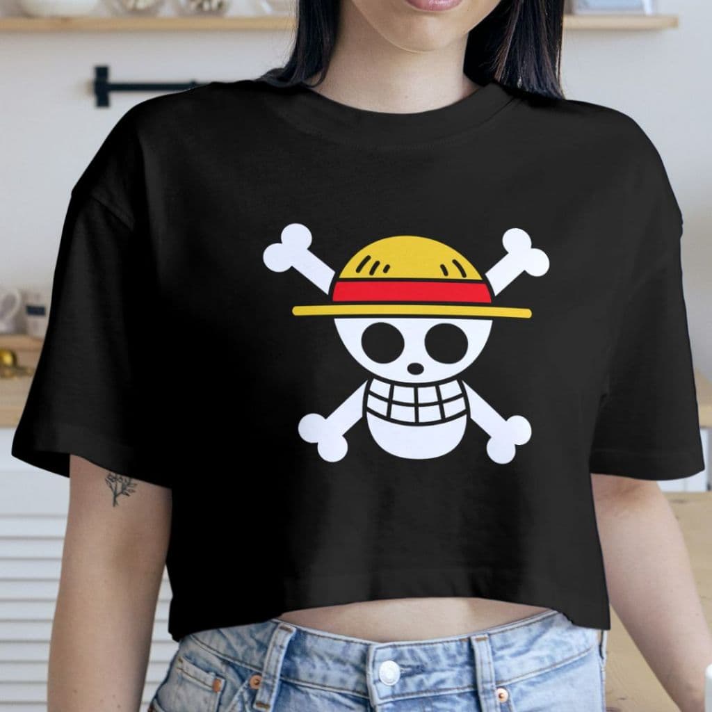 Cropped One Piece - Bandeira dos Chapéus de Palha - Blusinha Feminina Animes 100% Algodão
