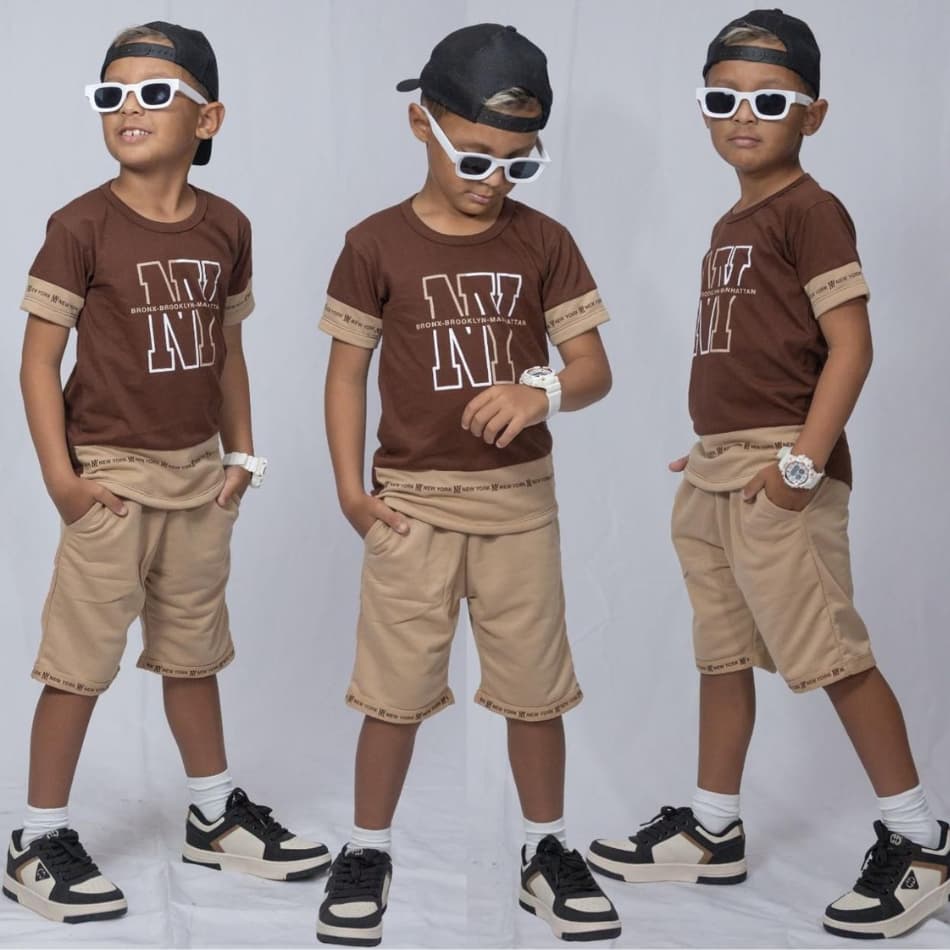 Conjunto Camisa e Bermuda Infantil Menino Juvenil 2 a 12 Anos