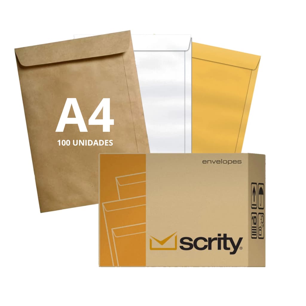 Envelope A4 Kraft 22x32cm 80g Pardo Curriculum Escritorio Branco Ouro