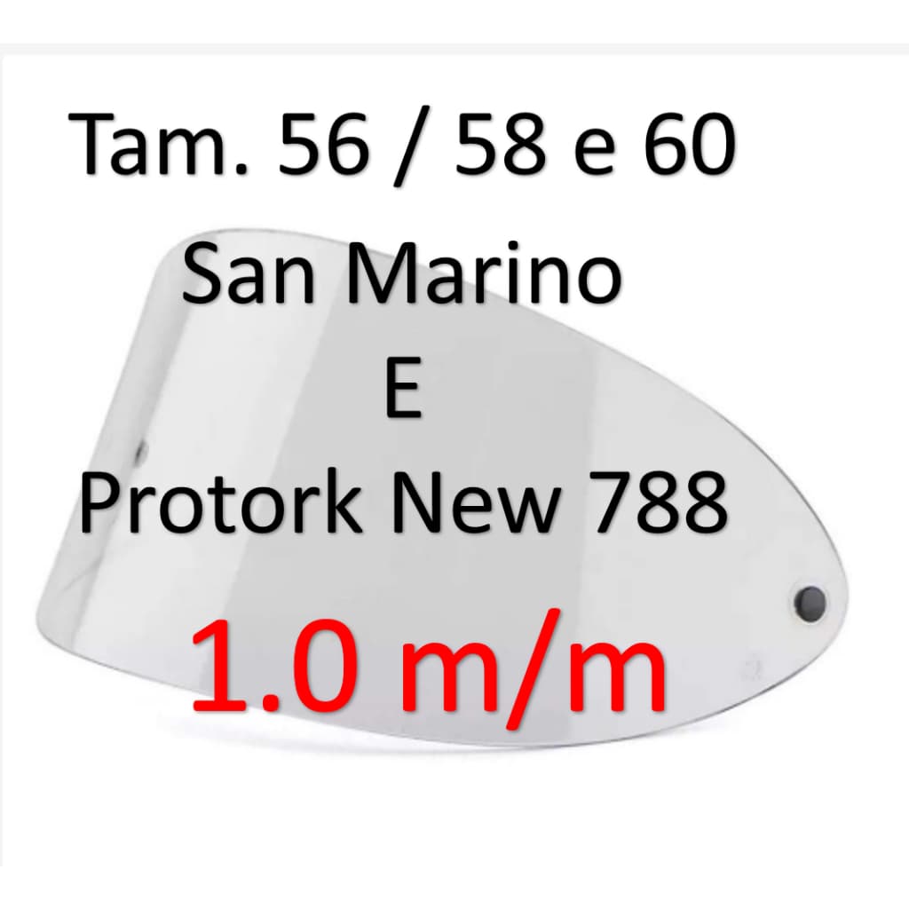 Viseira San Marino e Protork New 788 p/ capacete tamanho 56/58/60 Cristal 1.0 m/m