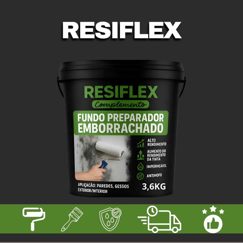 Fundo Preparador Resiflex Emborrachado 3,6L Incolor Fosco Sela Alvenaria Reboco Gesso Drywall