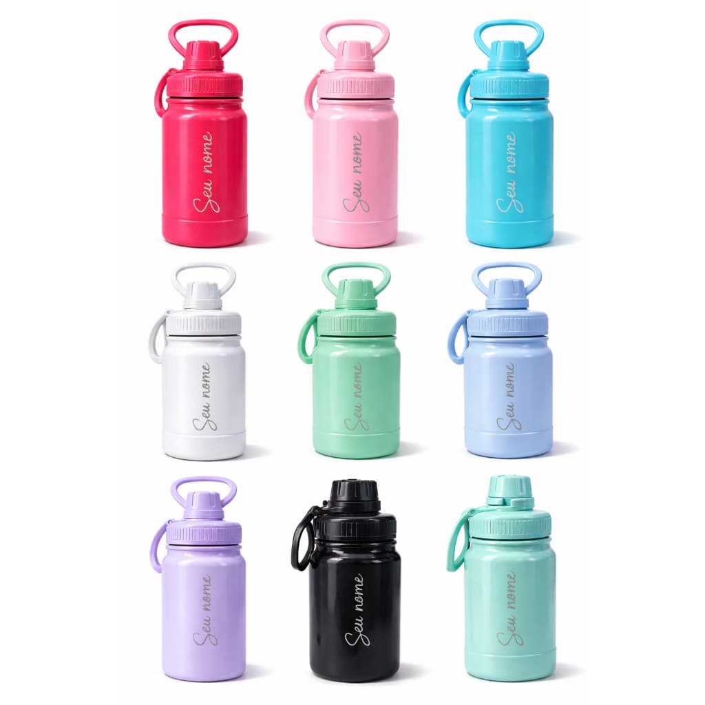 Garrafa Térmica Personalizada 350 ml Adulto Infantil Nome logo frase
