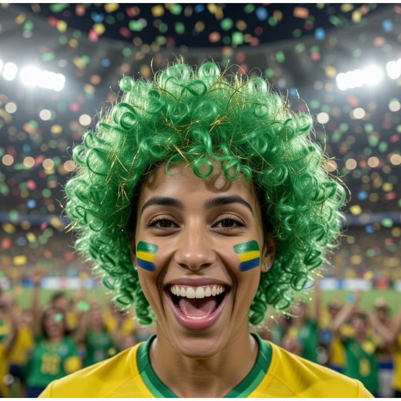 Peruca Brasil verde e amarela - Black Power