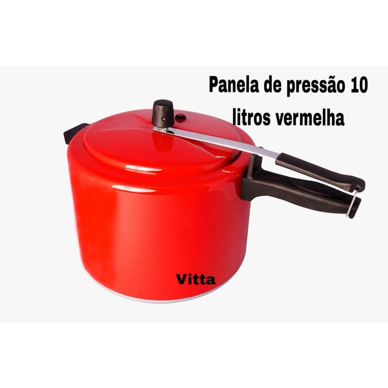 PANELA DE PRESSÃO 10,0 LITROS - FECHAMENTO INTERNO - VERMELHA