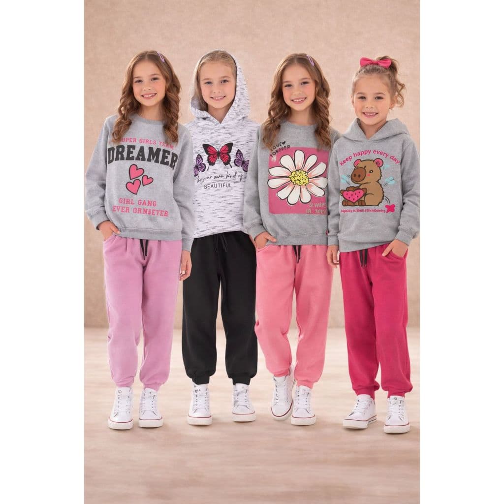 Kits 2, 4 ou 6 Peças Conjunto Inverno Infantil e Juvenil Menina Tamanho 01 ao 08