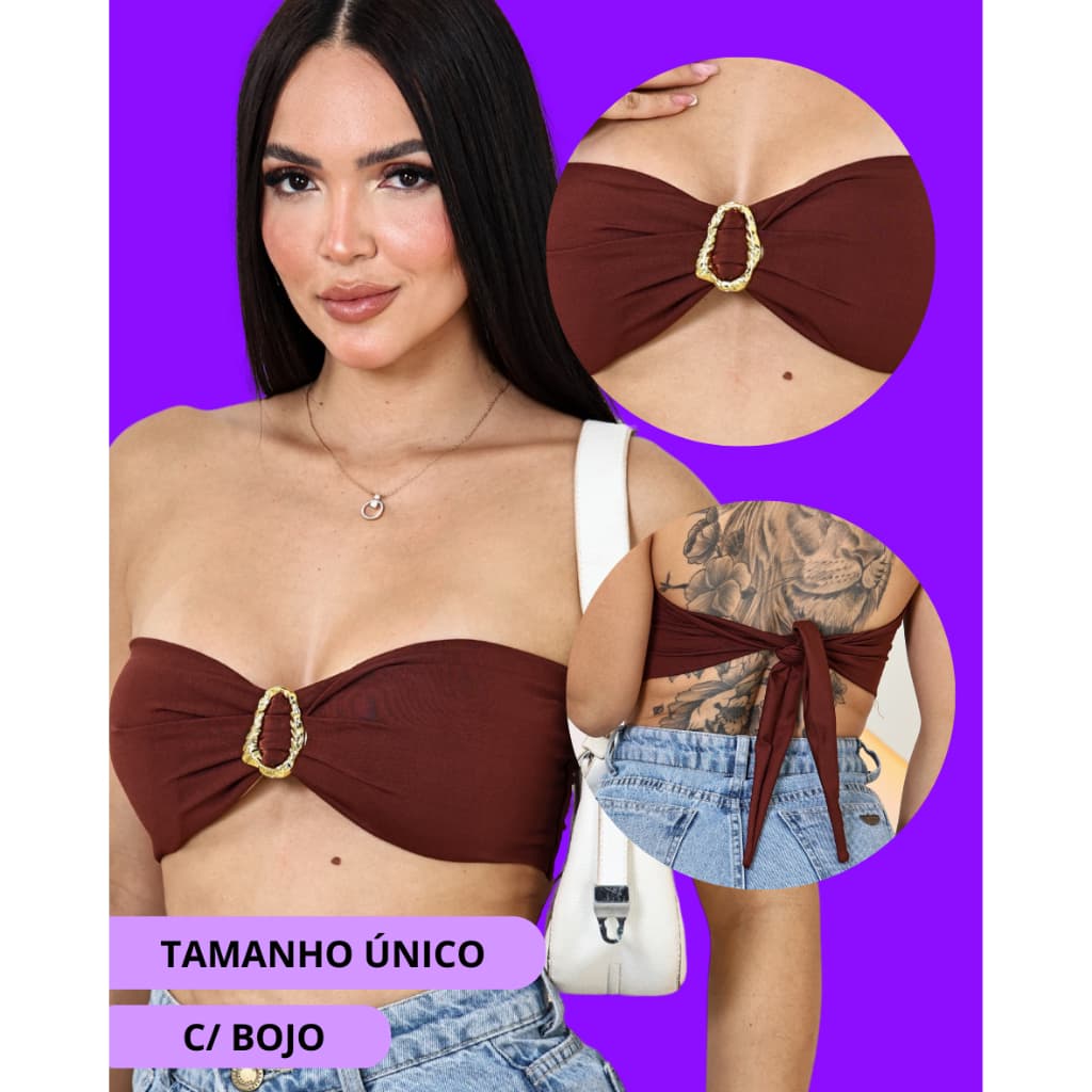 Top Tomara que caia - C/bojo e detalhe em fivela dourada - Tamanho único - Várias cores. c011