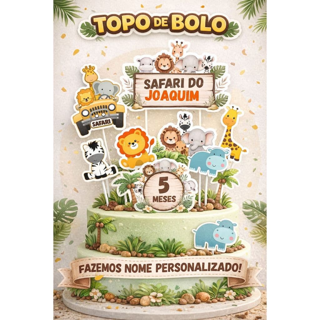 Topo Topper De Bolo Safari