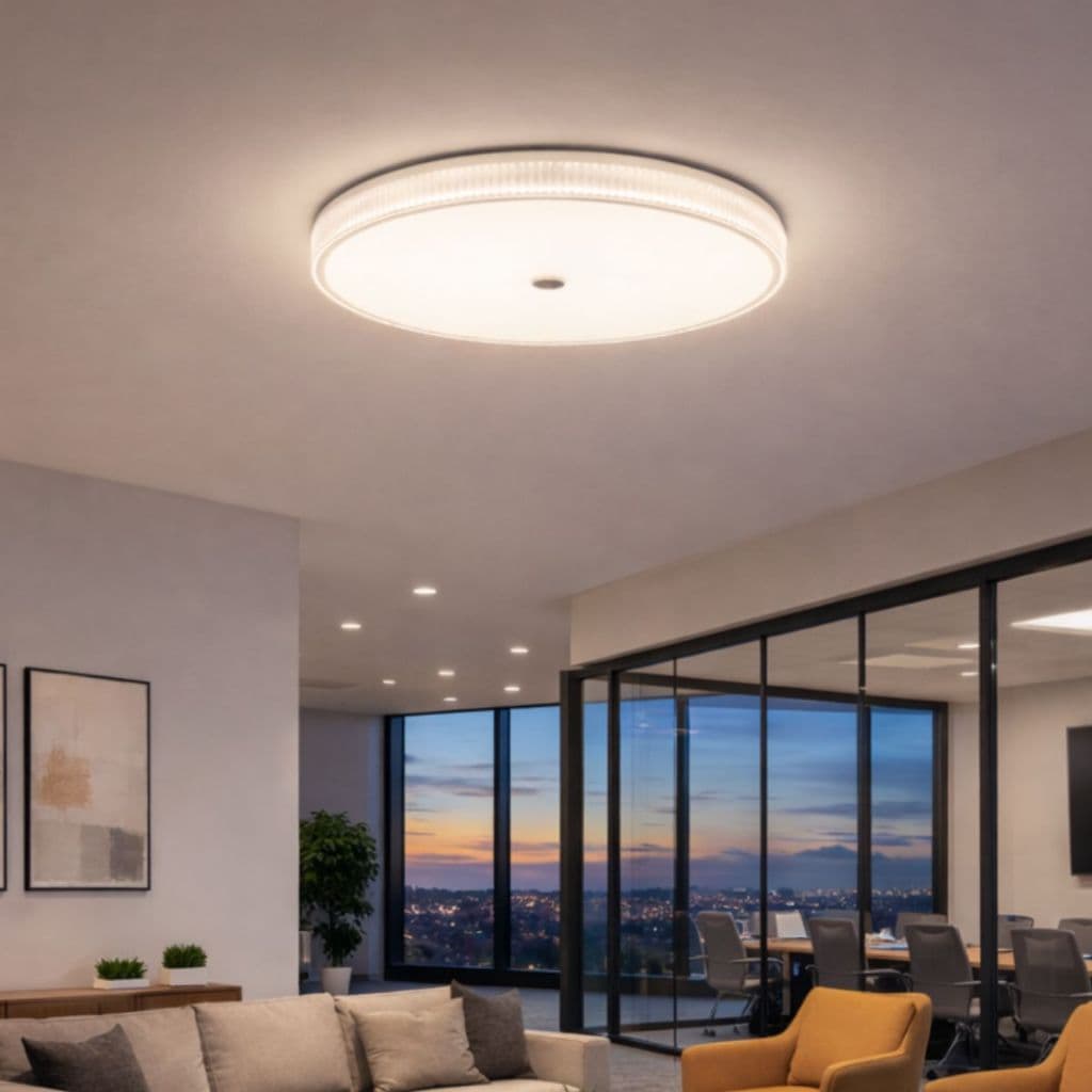 Luminaria de Led Plafon Moderno Redondo Modelo Cristal Acabamento Premium slim 40w 49,5cm x7,5cm Modelo Saphire  3 Cores