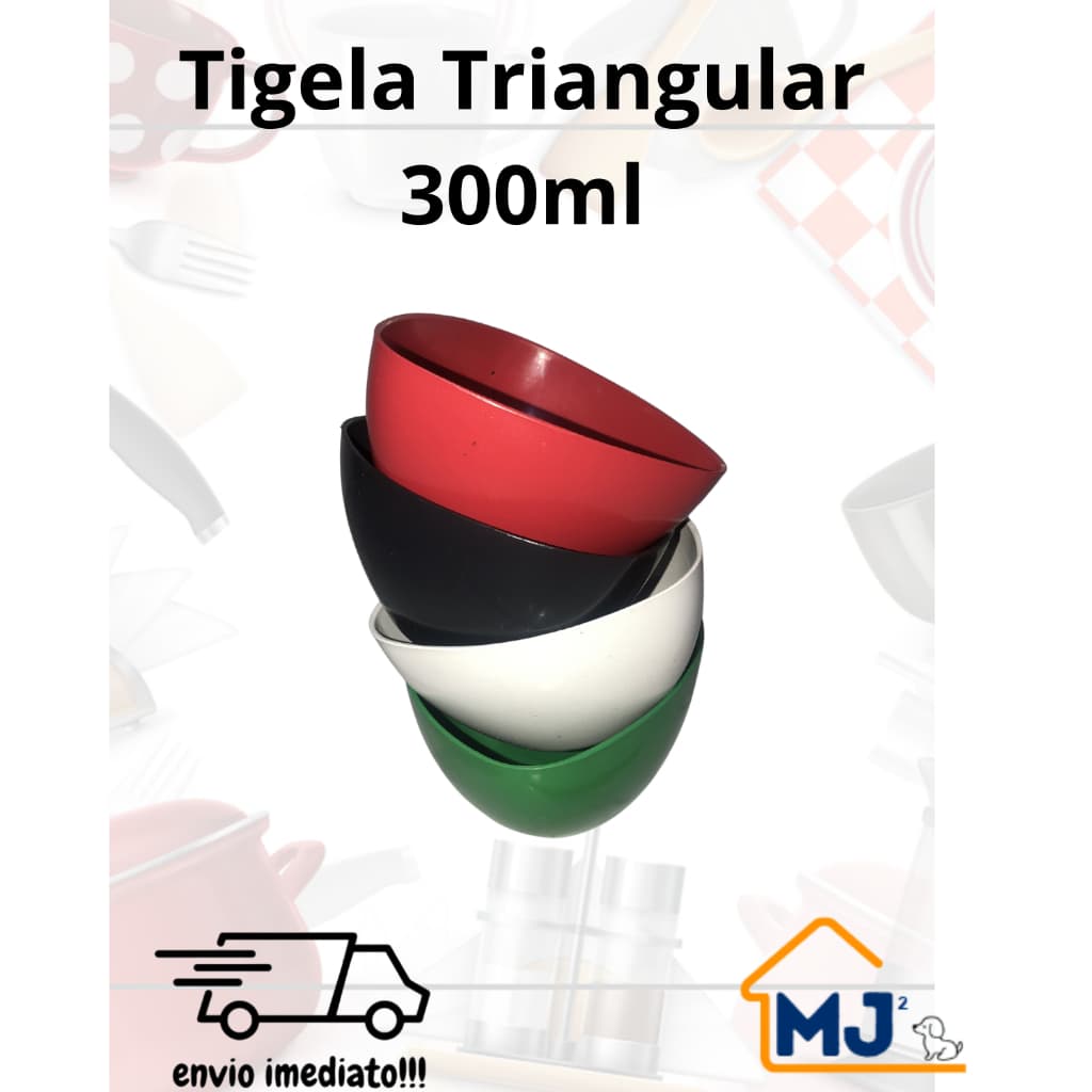Kit 10 unidades Tigela Cumbuca Bowl Petisco Multiuso Pote Plástico Branco Triangular - 300ml