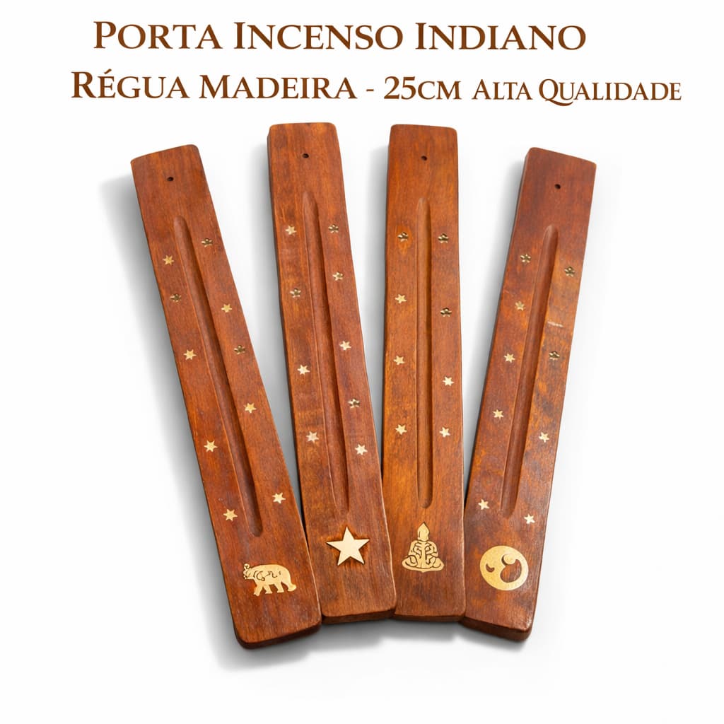 Porta Incenso Indiano Régua Madeira Artesanal Colorido Incensário 25cm Alta Qualidade Decoração Zen Envio Rápido