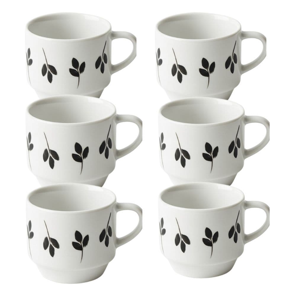 Kit 6 Xícaras Porcelana 190ml Decoradas Clean Escolha Sua Cor Café Chá Elegante Mesa Posta