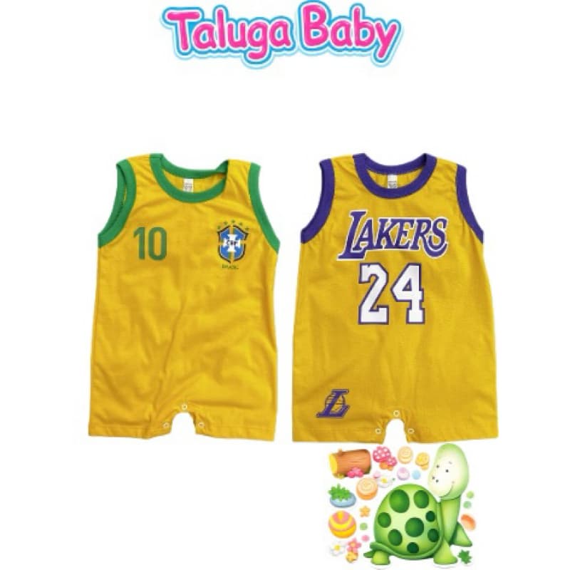 Kit com 2 macacões romper/banho de sol recorte quadrado infantil 100% algodão