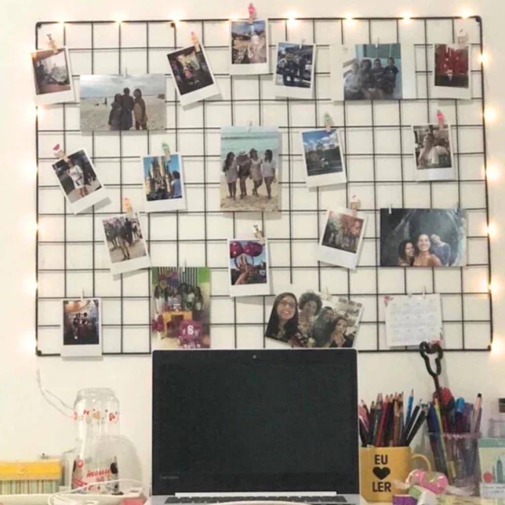 Memory Board Com mini prendedores + fio de luz LED e fixador