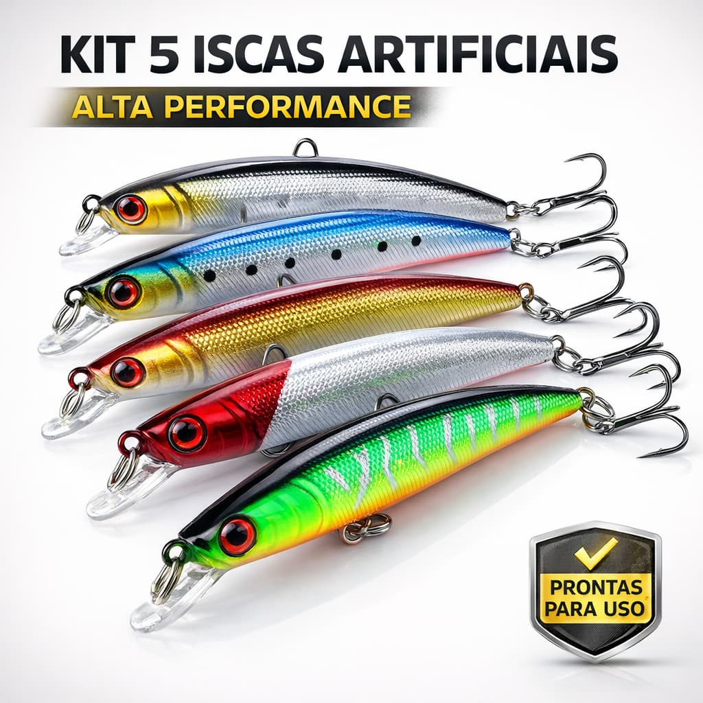Kit Isca Artificial De Pesca Meia Água Movimento Real Pescaria Dourado Traira Tucunaré Robalo 9cm 8g