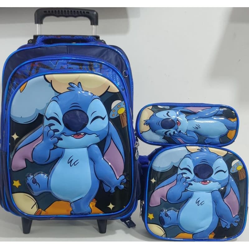 Kit Mochila Escolar STITCH RODINHA EM 3D modelo 2026 / KIT MOCHILA ESCOLAR INFANTIL KIT MOCHILA STITCH 2026