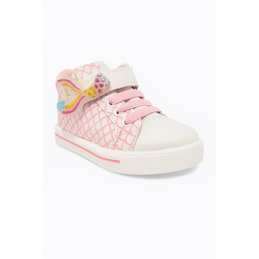 Tênis Bebê Menina Sereia Rosa Com Velcro Confortável Antiderrapante Infantil Fashion