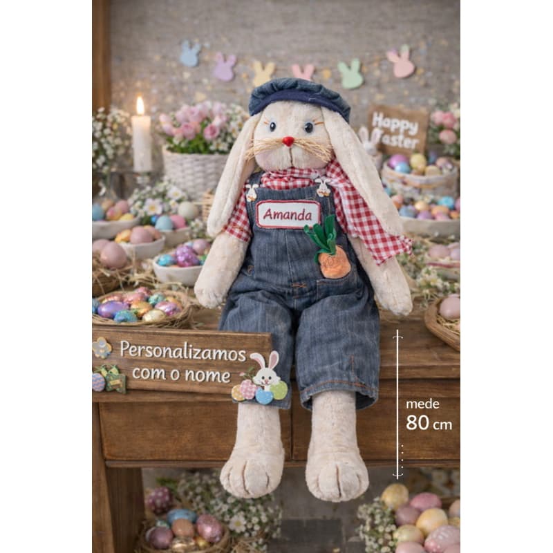 COELHO 80 CM COELHO NOME PERSONALIZADO DECORAÇÃO DE PÁSCOA ENFEITE DE PÁSCOA COELHINHO BUNNY EASTER