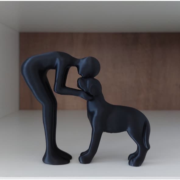 Estátua Enfeite Minimalista Pet Cachorro e Homem Decoração Escritório - Amor de Cão Personalizavel